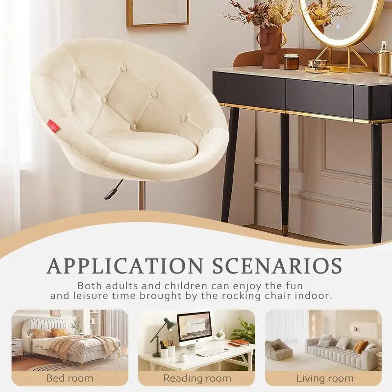 Fauteuil pivotant VANITII, chaise de coiffeuse, chaise de bureau moderne, hauteur réglable, rose/gris/blanc