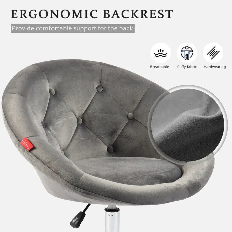 Fauteuil pivotant VANITII, chaise de coiffeuse, chaise de bureau moderne, hauteur réglable, rose/gris/blanc