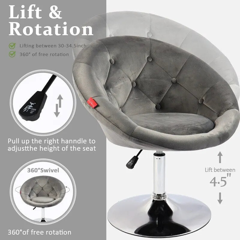 Fauteuil pivotant VANITII, chaise de coiffeuse, chaise de bureau moderne, hauteur réglable, rose/gris/blanc