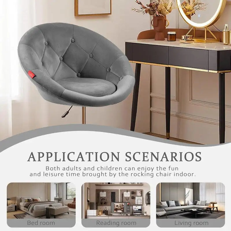Fauteuil pivotant VANITII, chaise de coiffeuse, chaise de bureau moderne, hauteur réglable, rose/gris/blanc