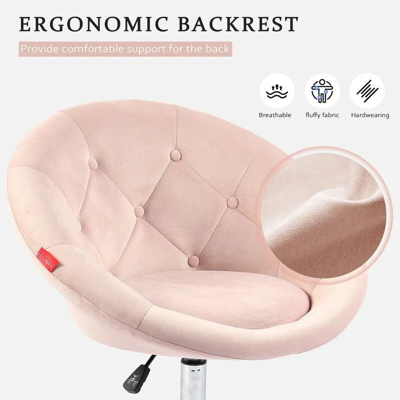 Fauteuil pivotant VANITII, chaise de coiffeuse, chaise de bureau moderne, hauteur réglable, rose/gris/blanc