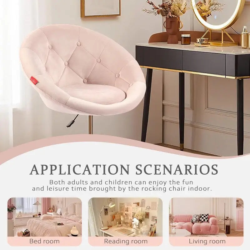 Fauteuil pivotant VANITII, chaise de coiffeuse, chaise de bureau moderne, hauteur réglable, rose/gris/blanc