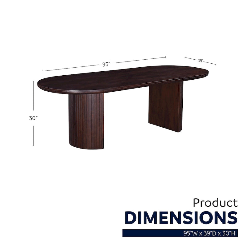 Table de salle à manger ovale à double piétement en bois Geneva 94 po