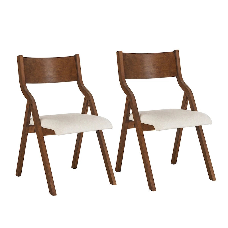 Lot de 2 chaises de salle à manger pliantes rembourrées en bois, peu encombrantes - Gain de place
