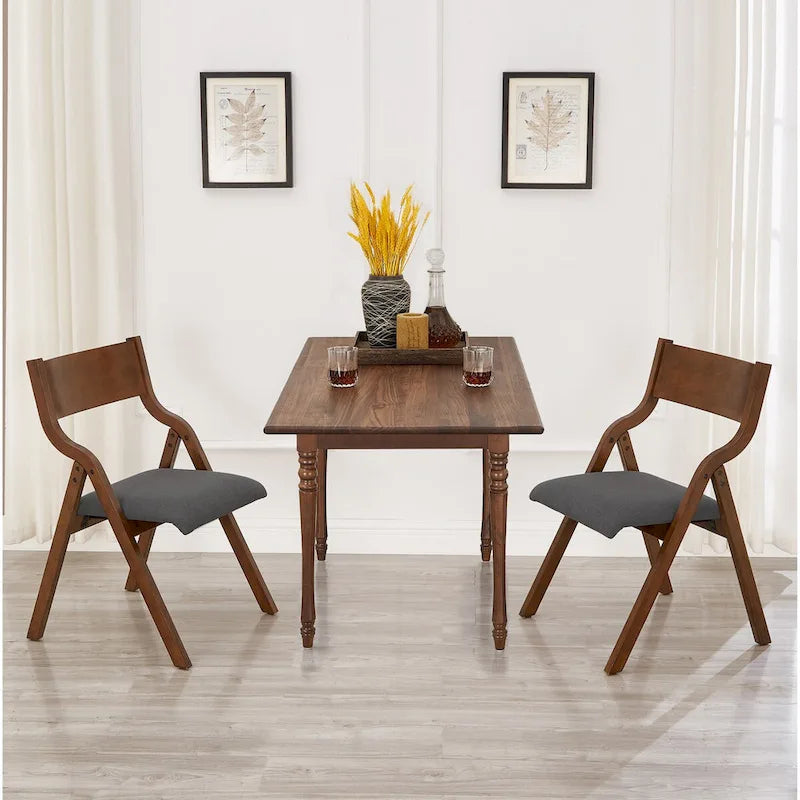 Lot de 2 chaises de salle à manger pliantes rembourrées en bois, peu encombrantes - Gain de place