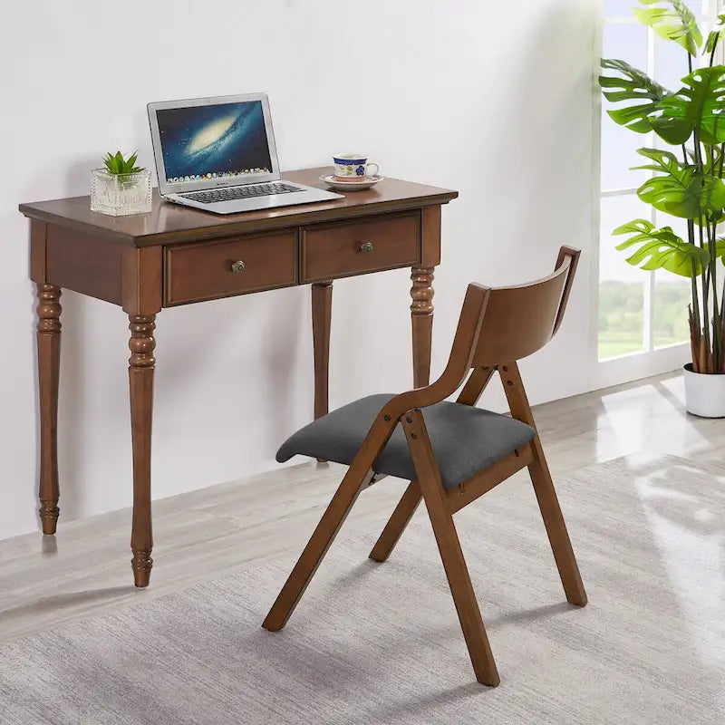 Lot de 2 chaises de salle à manger pliantes rembourrées en bois, peu encombrantes - Gain de place