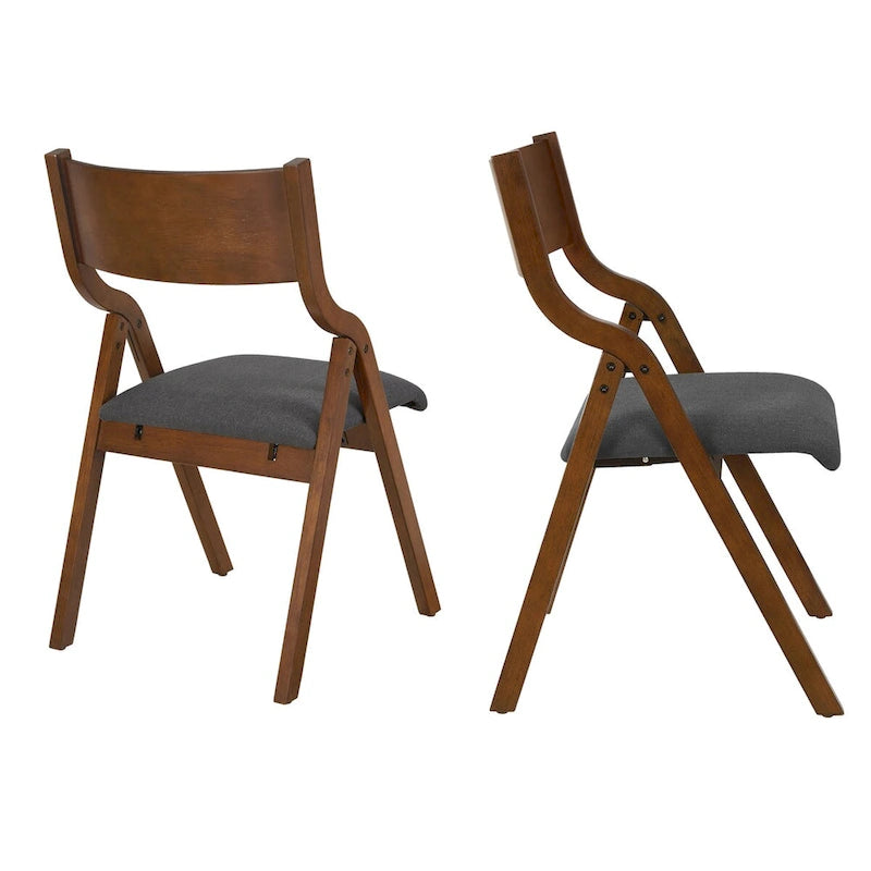Lot de 2 chaises de salle à manger pliantes rembourrées en bois, peu encombrantes - Gain de place