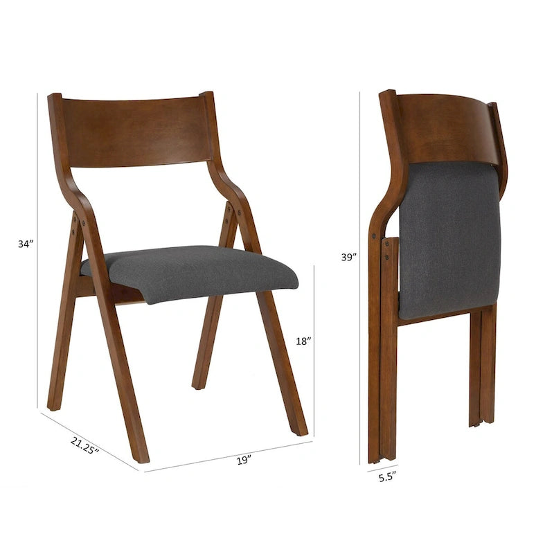 Lot de 2 chaises de salle à manger pliantes rembourrées en bois, peu encombrantes - Gain de place