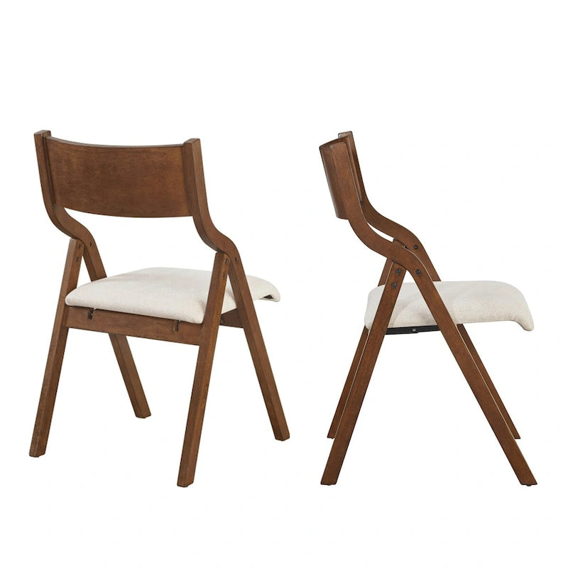 Lot de 2 chaises de salle à manger pliantes rembourrées en bois, peu encombrantes - Gain de place