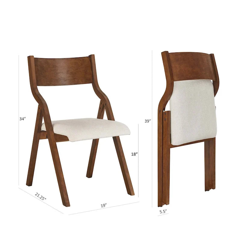 Lot de 2 chaises de salle à manger pliantes rembourrées en bois, peu encombrantes - Gain de place