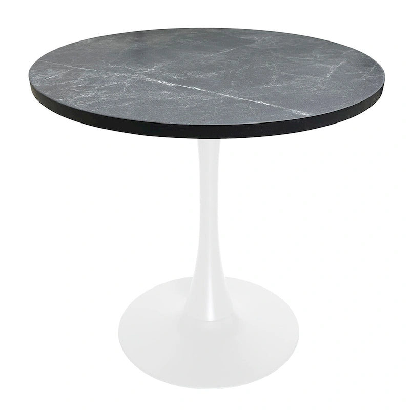 Table de salle à manger ronde Bristol 36 pour 4 personnes avec plateau en MDF et piètement moderne en fer blanc pour cuisine et salle à manger