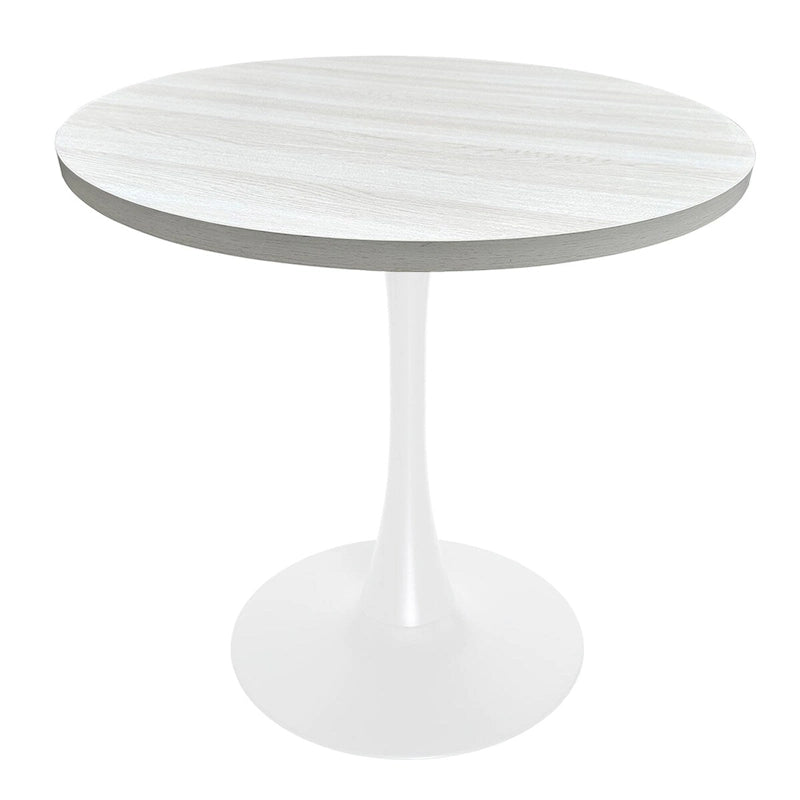 Table de salle à manger ronde Bristol 36 pour 4 personnes avec plateau en MDF et piètement moderne en fer blanc pour cuisine et salle à manger