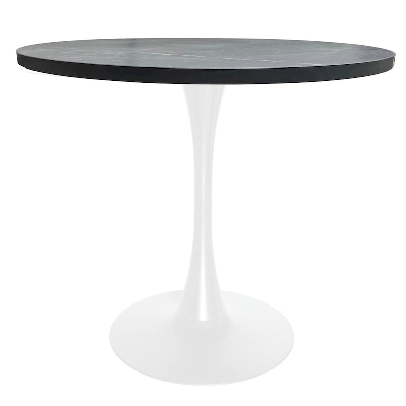 Table de salle à manger ronde Bristol 36 pour 4 personnes avec plateau en MDF et piètement moderne en fer blanc pour cuisine et salle à manger
