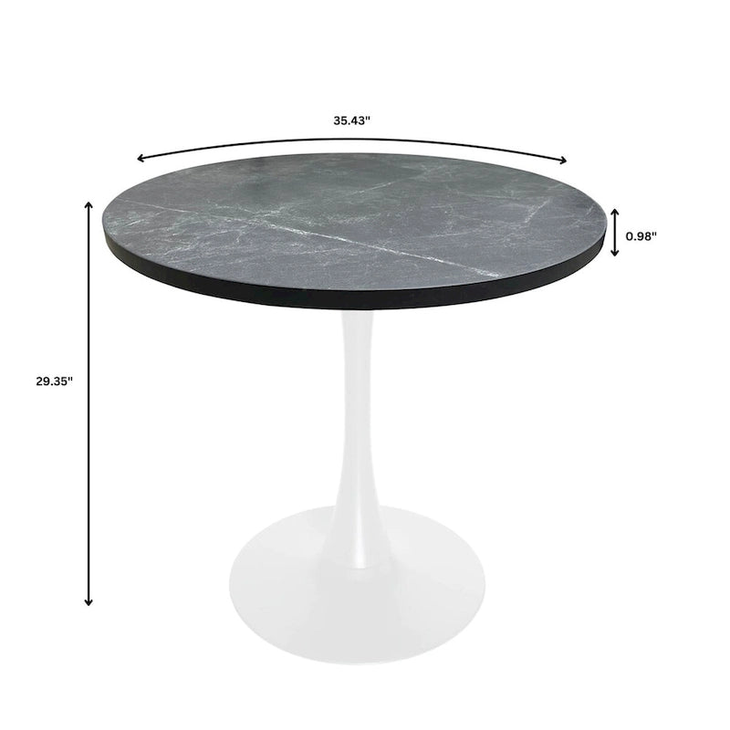 Table de salle à manger ronde Bristol 36 pour 4 personnes avec plateau en MDF et piètement moderne en fer blanc pour cuisine et salle à manger