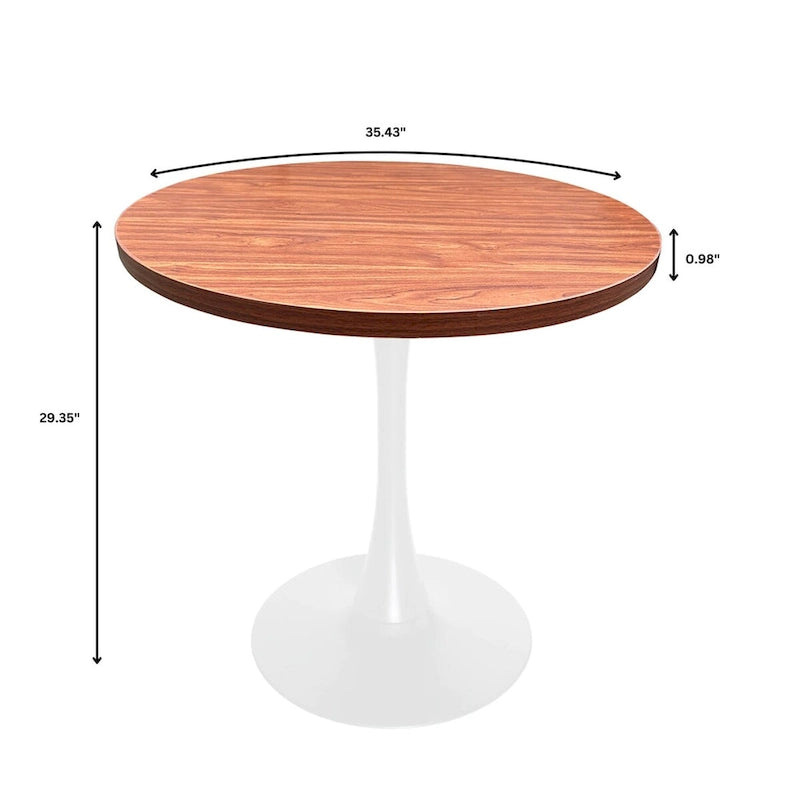 Table de salle à manger ronde Bristol 36 pour 4 personnes avec plateau en MDF et piètement moderne en fer blanc pour cuisine et salle à manger