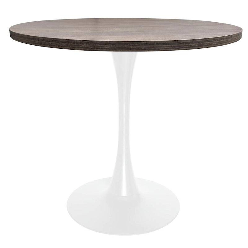 Table de salle à manger ronde Bristol 36 pour 4 personnes avec plateau en MDF et piètement moderne en fer blanc pour cuisine et salle à manger