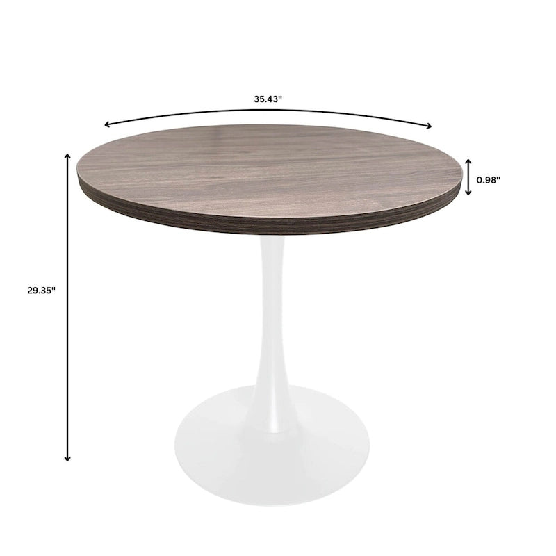 Table de salle à manger ronde Bristol 36 pour 4 personnes avec plateau en MDF et piètement moderne en fer blanc pour cuisine et salle à manger