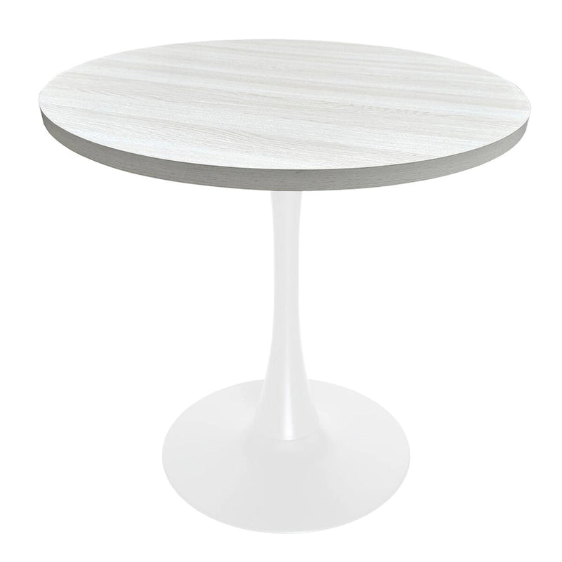Table de salle à manger ronde Bristol 36 pour 4 personnes avec plateau en MDF et piètement moderne en fer blanc pour cuisine et salle à manger