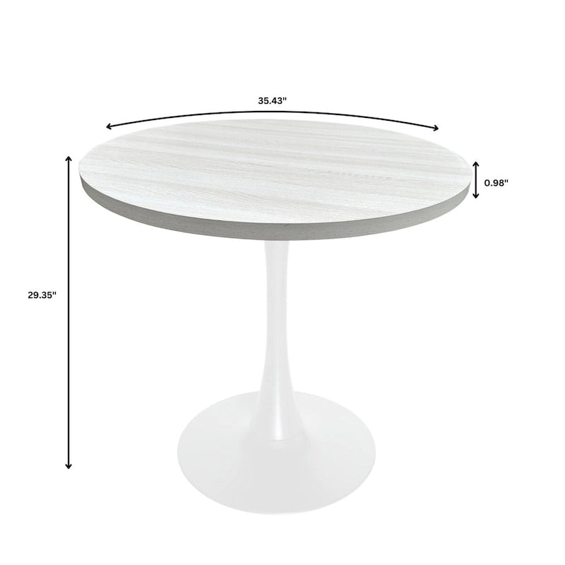 Table de salle à manger ronde Bristol 36 pour 4 personnes avec plateau en MDF et piètement moderne en fer blanc pour cuisine et salle à manger