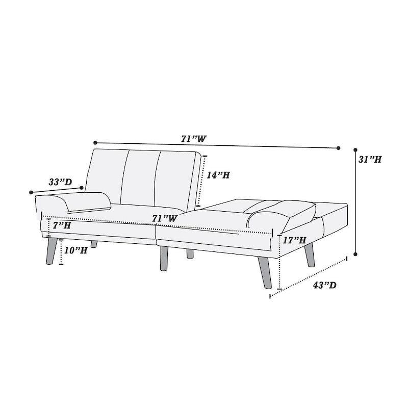 Canapé d'angle 3 places en polyester mélangé, en forme de L, avec pieds en bois massif et assise réglable.