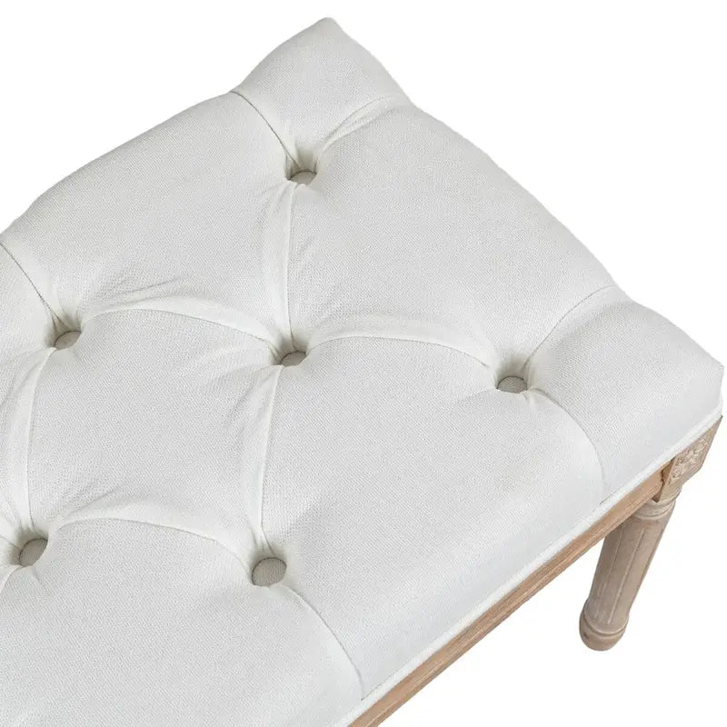 HOMCOM 46 Banc de chevet capitonné blanc crème, avec rembourrage épais et pieds en bois