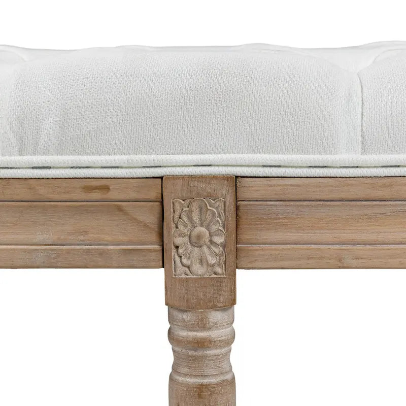 HOMCOM 46 Banc de chevet capitonné blanc crème, avec rembourrage épais et pieds en bois