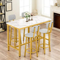 Ensemble de salle à manger Mieres style moderne 5 pièces, table de bar avec plateau en faux marbre et 4 tabourets de bar rembourrés