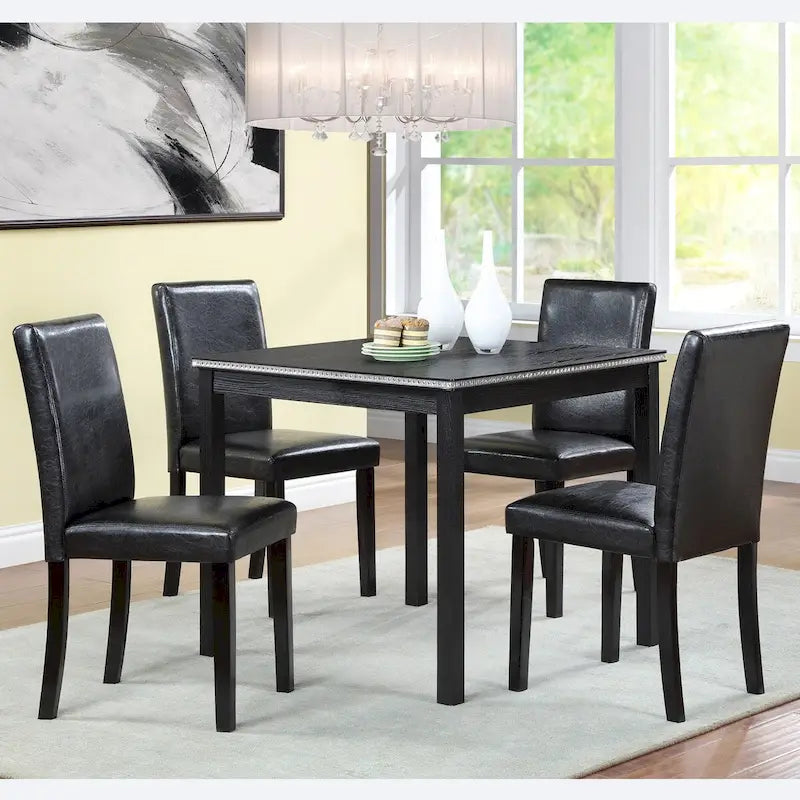 Ensemble table et chaises carrées en bois pour salle à manger, table de cuisine pour petits espaces, table à manger pour 4 personnes