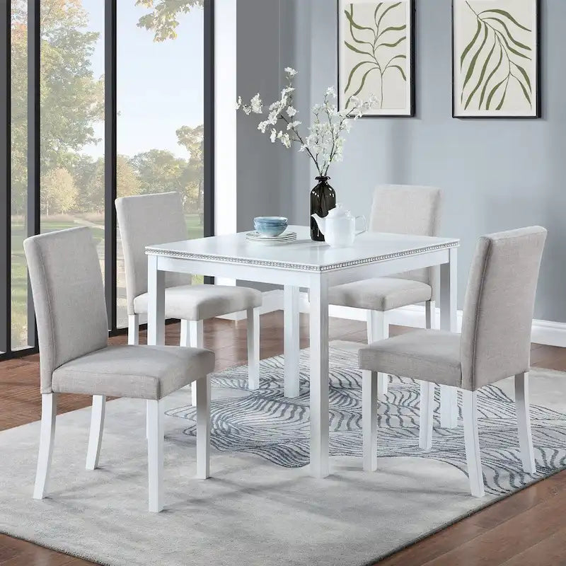Ensemble table et chaises carrées en bois pour salle à manger, table de cuisine pour petits espaces, table à manger pour 4 personnes
