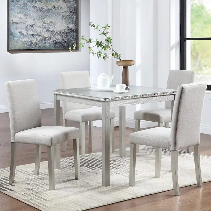 Ensemble table et chaises carrées en bois pour salle à manger, table de cuisine pour petits espaces, table à manger pour 4 personnes