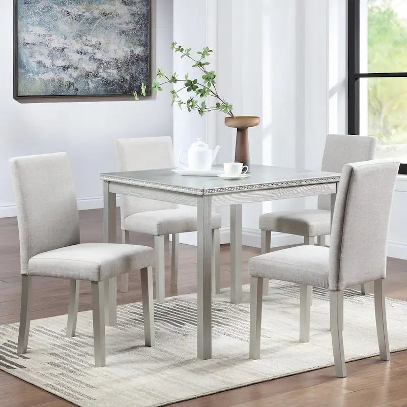 Wooden Dining Square Table Set,Kitchen Table for Small Space,4 Person Dining Table
