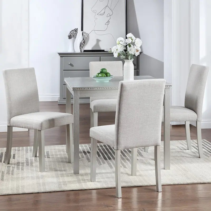 Ensemble table et chaises carrées en bois pour salle à manger, table de cuisine pour petits espaces, table à manger pour 4 personnes