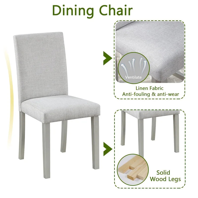 Ensemble table et chaises carrées en bois pour salle à manger, table de cuisine pour petits espaces, table à manger pour 4 personnes