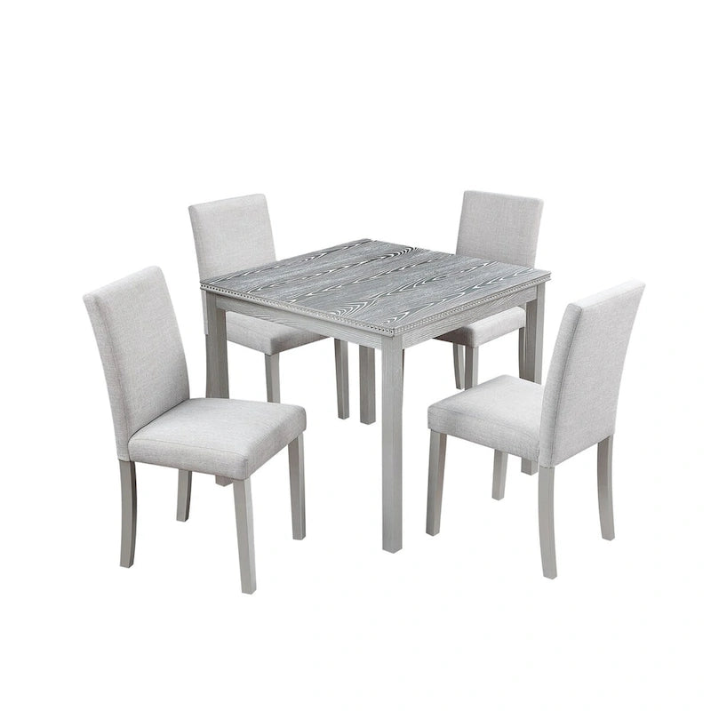 Ensemble table et chaises carrées en bois pour salle à manger, table de cuisine pour petits espaces, table à manger pour 4 personnes