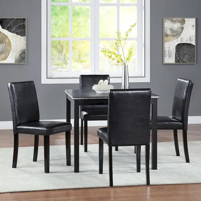 Ensemble table et chaises carrées en bois pour salle à manger, table de cuisine pour petits espaces, table à manger pour 4 personnes