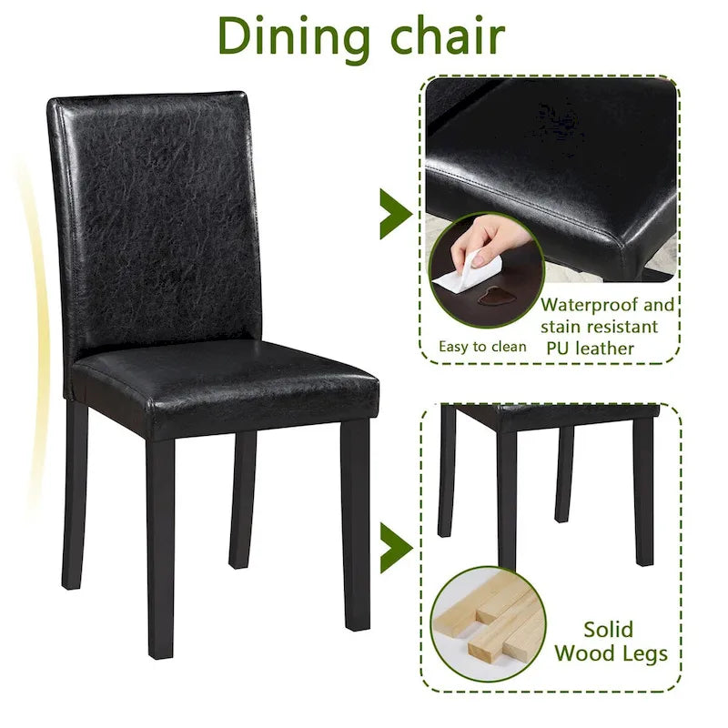 Ensemble table et chaises carrées en bois pour salle à manger, table de cuisine pour petits espaces, table à manger pour 4 personnes
