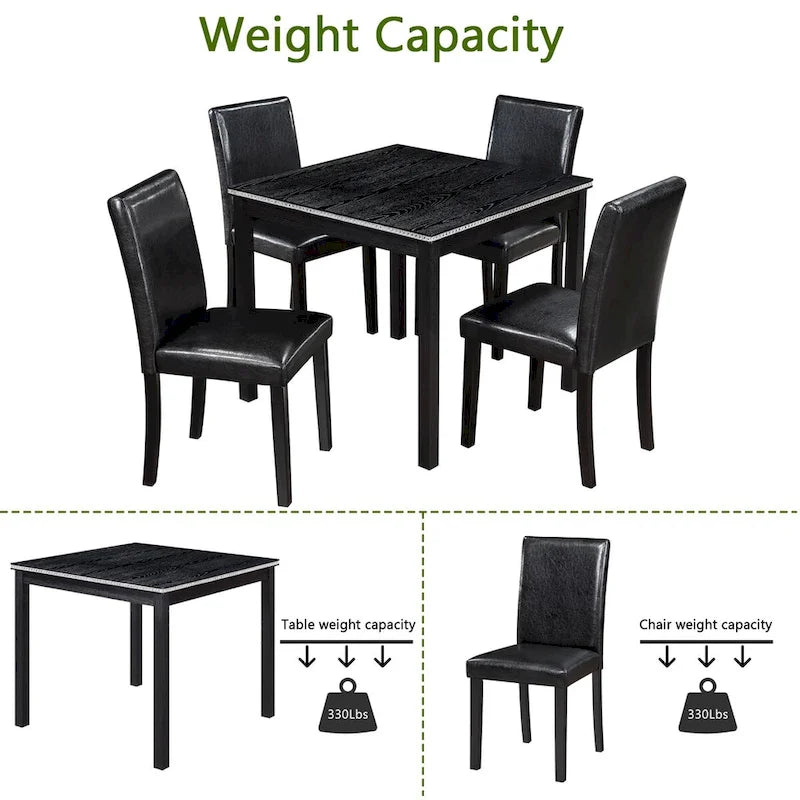 Ensemble table et chaises carrées en bois pour salle à manger, table de cuisine pour petits espaces, table à manger pour 4 personnes