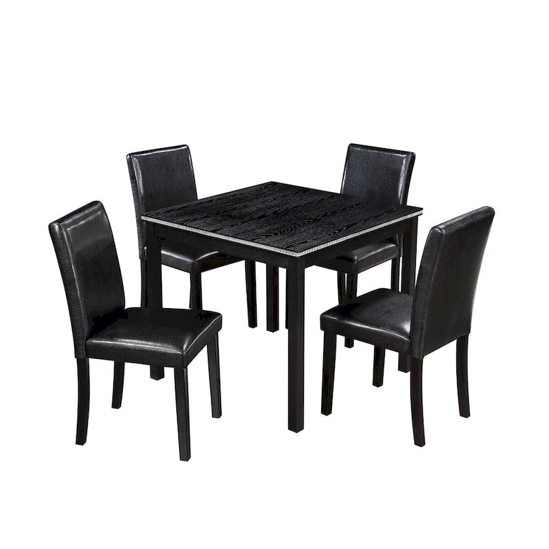 Ensemble table et chaises carrées en bois pour salle à manger, table de cuisine pour petits espaces, table à manger pour 4 personnes