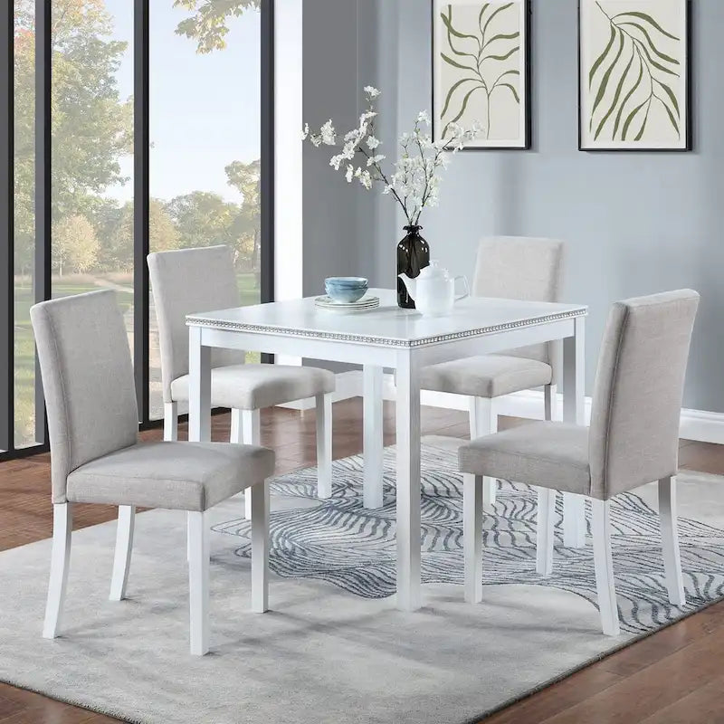 Ensemble table et chaises carrées en bois pour salle à manger, table de cuisine pour petits espaces, table à manger pour 4 personnes