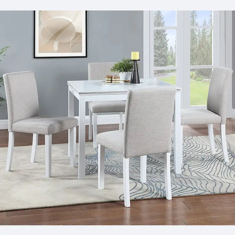Ensemble table et chaises carrées en bois pour salle à manger, table de cuisine pour petits espaces, table à manger pour 4 personnes