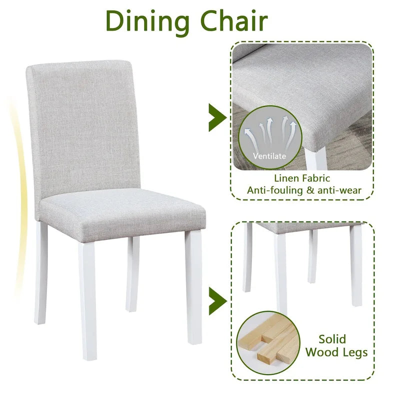 Ensemble table et chaises carrées en bois pour salle à manger, table de cuisine pour petits espaces, table à manger pour 4 personnes