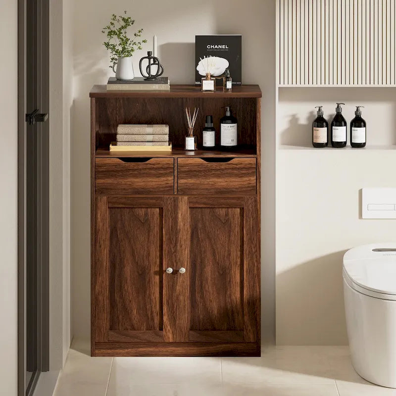 Meuble de rangement de salle de bain Futzca, armoire garde-manger autoportante avec 2 tiroirs