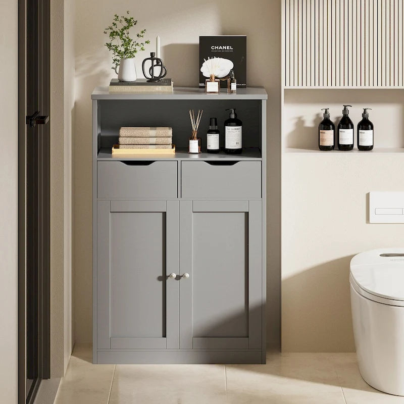Meuble de rangement de salle de bain Futzca, armoire garde-manger autoportante avec 2 tiroirs