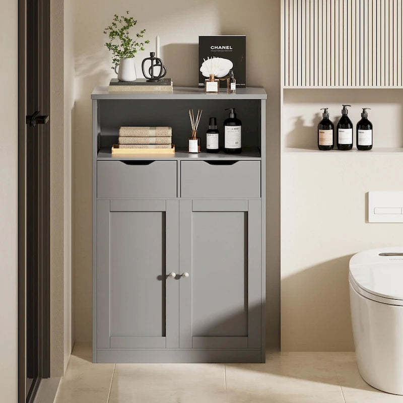 Meuble de rangement de salle de bain Futzca, armoire garde-manger autoportante avec 2 tiroirs