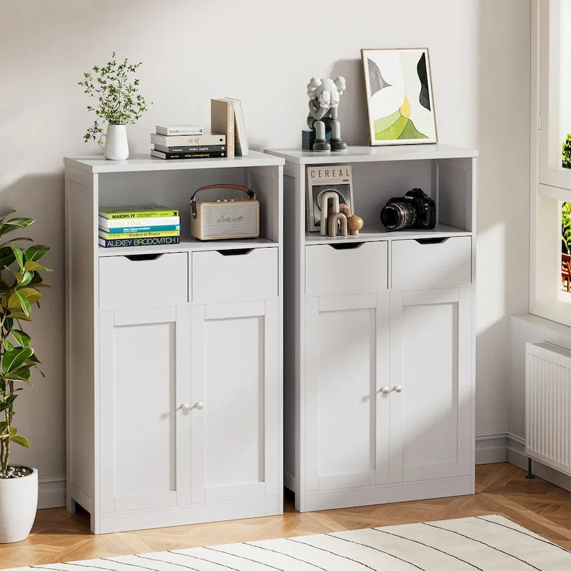 Meuble de rangement de salle de bain Futzca, armoire garde-manger autoportante avec 2 tiroirs