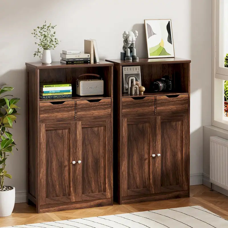 Meuble de rangement de salle de bain Futzca, armoire garde-manger autoportante avec 2 tiroirs