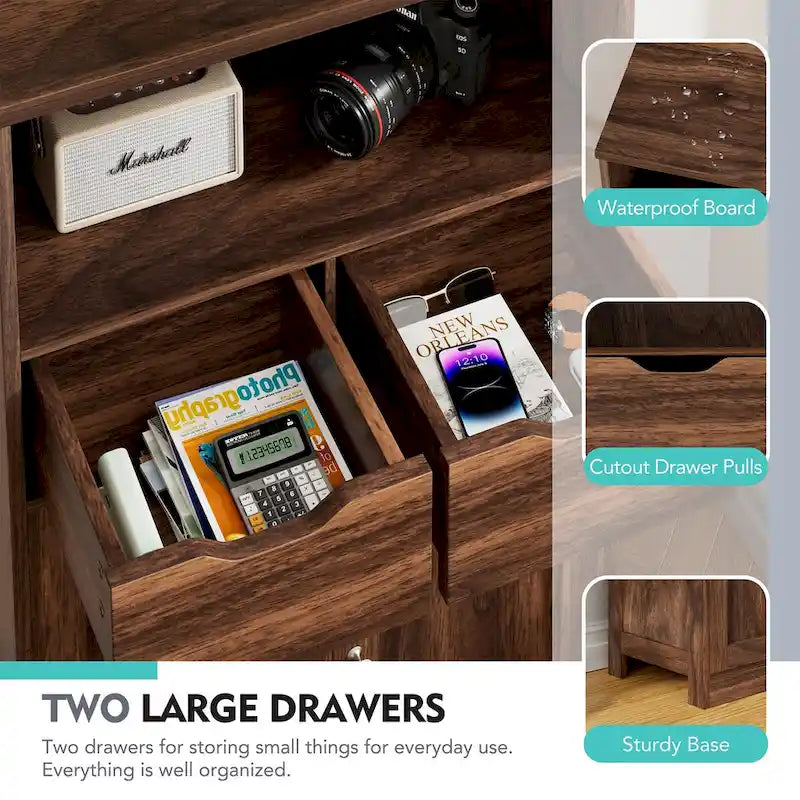 Meuble de rangement de salle de bain Futzca, armoire garde-manger autoportante avec 2 tiroirs