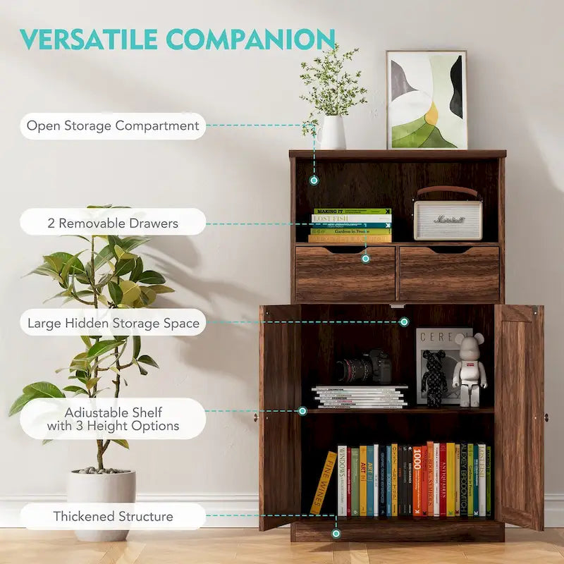 Meuble de rangement de salle de bain Futzca, armoire garde-manger autoportante avec 2 tiroirs