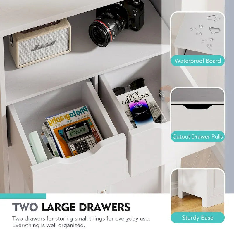 Meuble de rangement de salle de bain Futzca, armoire garde-manger autoportante avec 2 tiroirs
