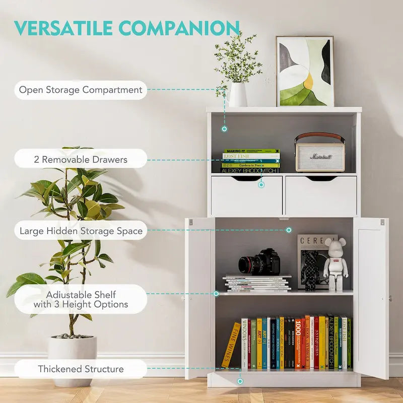 Meuble de rangement de salle de bain Futzca, armoire garde-manger autoportante avec 2 tiroirs